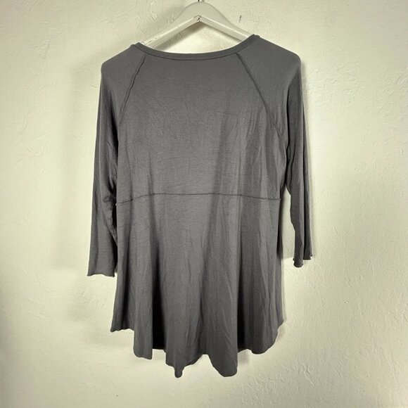 Comfy USA Women Gray 3/4 Sleeve Tunic Top Medium Stretch Casual Relaxed USA Made - Picture 2 of 7